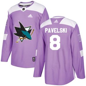 NHL San Jose Sharks Trikot #8 Joe Pavelski Authentic Violett Fights Cancer Practice